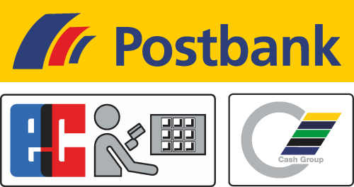 Service-Terminal der Postbank und Geldautomat der Cash Group Banken Service-Terminal der Postbank und Geldautomat der Cash Group Banken