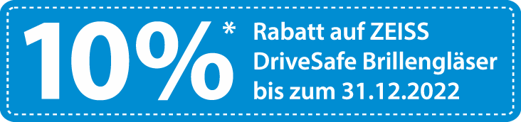 Aktion bis 31.12.2022 bei kaulenoptik im Melchendorfer Markt: 10% Rabatt auf ZEISS DriveSafe Brillengläser*