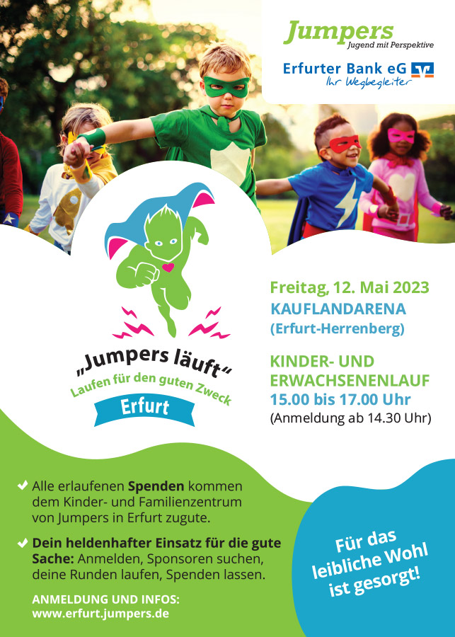 Jumpers Erfurt - Heldenlauf 2023 - Laufen für den guten Zweck - Anmeldung und Infos unter www.erfurt.jumpers.de