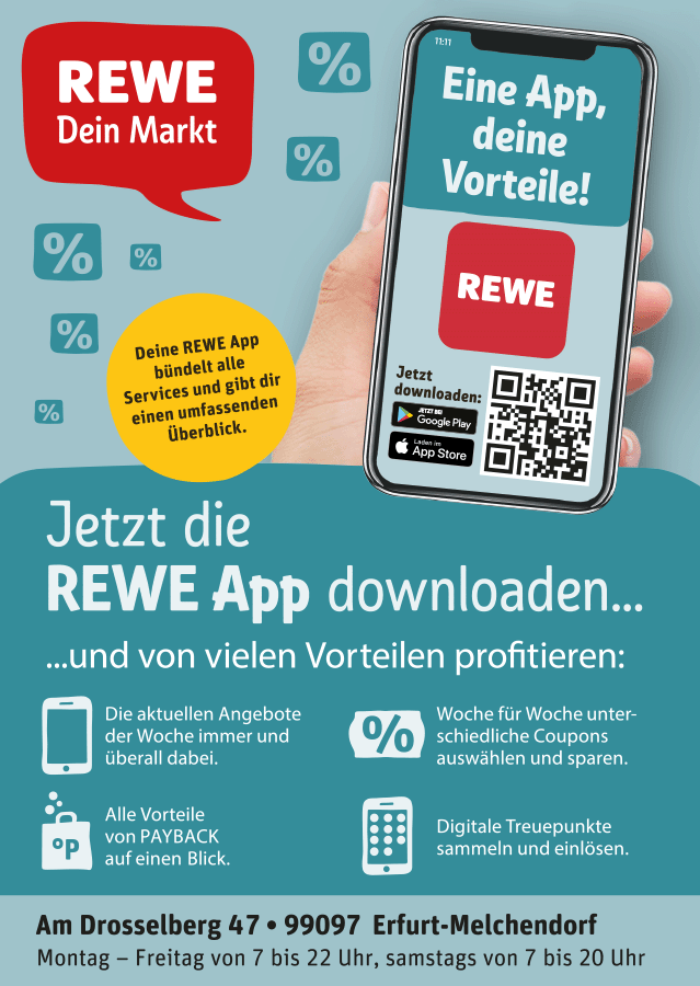 Die REWE App Smart einkaufen und sparen Melchendorfer Markt
